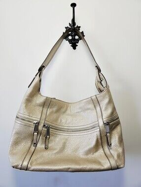 Tignanello Gold Leather Hobo Slouchy Shoulder Bag EUC